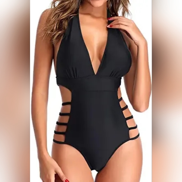 boutique Other - Women Plunge V Neck One Piece Swim Halter Open Back Bathing Suits